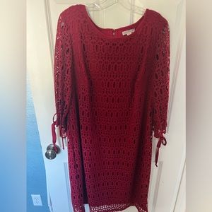 Crocheted Dress Goes from Day to Evening, Burgundy/Maroon color, Barely Worn!